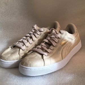 Puma Basket Women's Sneakers Metallic White Sz 9.5